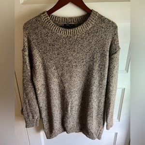 MNG Suit Tan Knit Glitter Sweater Size Large
